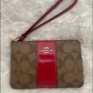 COACH Color Block Canvas Signature Wristlet